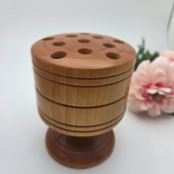 Vintage Handmade Solid Birch Wood Pencil Holder Hand Turned by W C Stewart - Picture 6 of 9